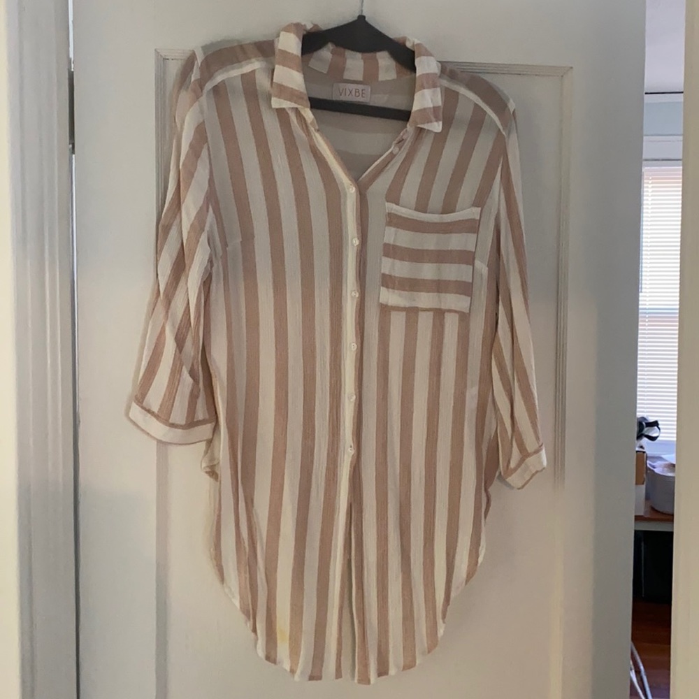 Vixbe front tie button-up blouse